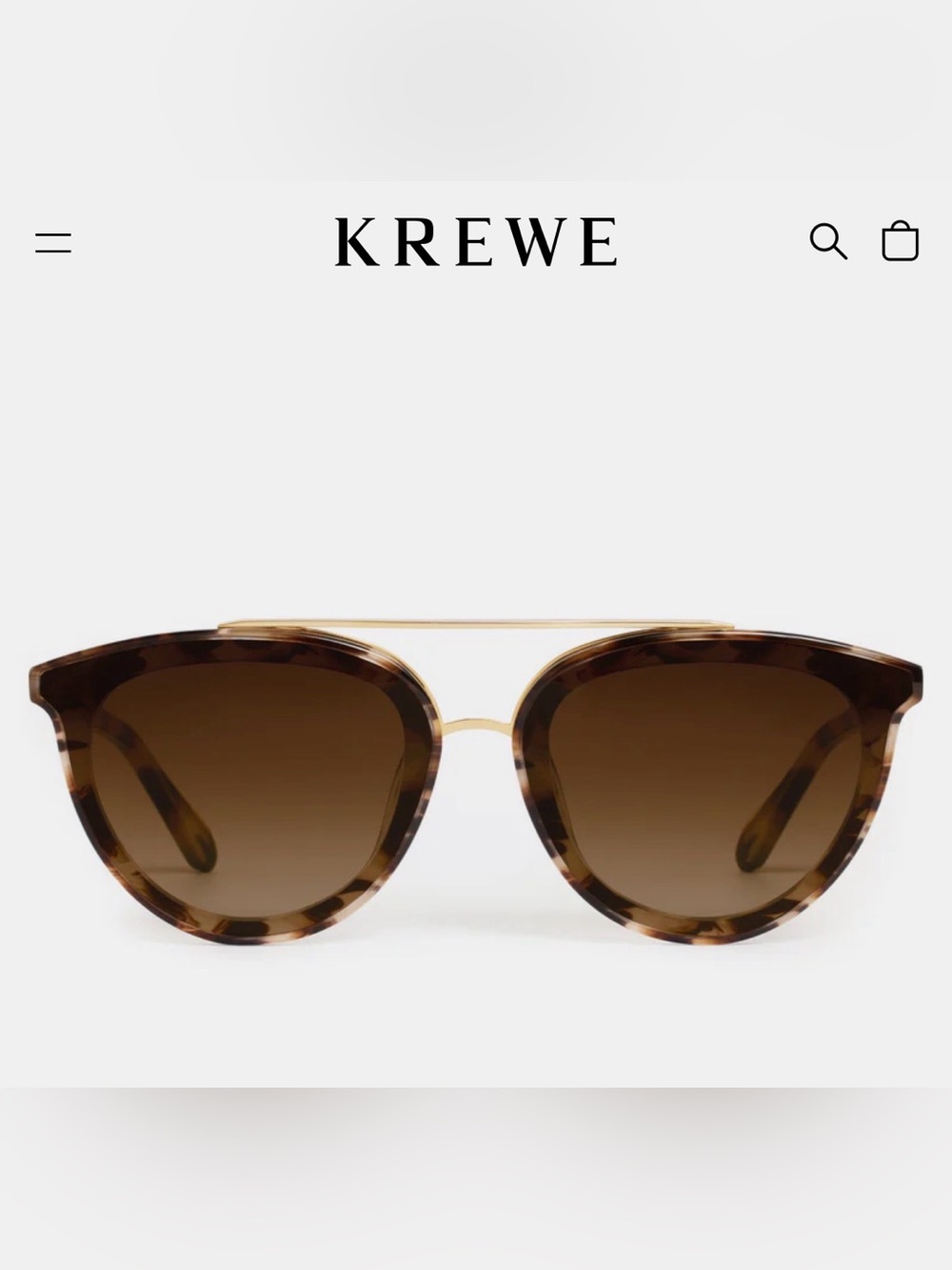 KREWE Tortoise Shell Aviator Sunglasses with Gold Bridge and Brown Lenses